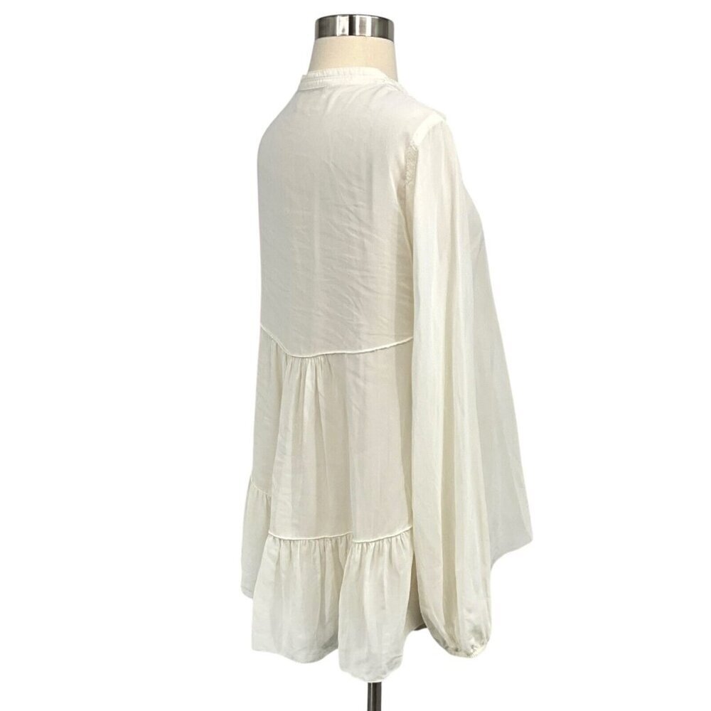 Beate Heymann Blouse Top Size 6 Off White Ruffle Long Sleeve Polyester - Picture 8 of 13